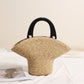 Wooden Portable Hat Straw Bag Fresh Straw Woven Bag Vacation Beach Bag Women Bag